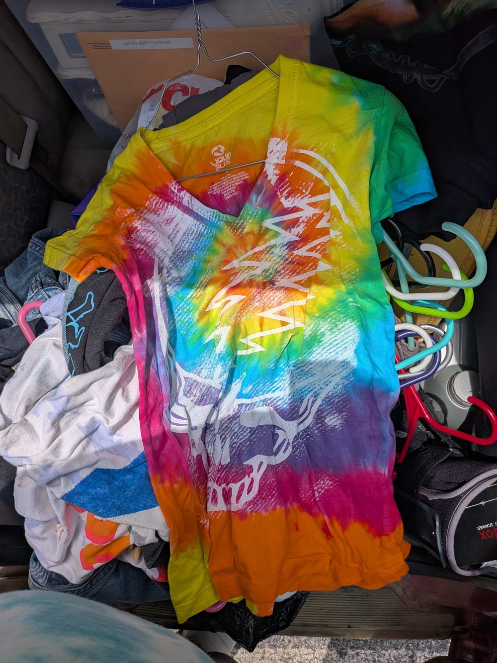 Liquid Blue Kids Tie-Dye Skull Tee - Rainbow Colors